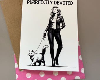 Cat Lady Card – Purrfectly Devoted, Cat Lover Greeting Card, Gift for Cat Lady, Cute Cat Card