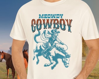 Meowdy Cowboy Cat Shirt, Vintage Cowboy Horse Shirt, Retro Cowboy Cat Shirt, Country Western Top, Horse Cat Lovers Gift, Comfort Colors Tee