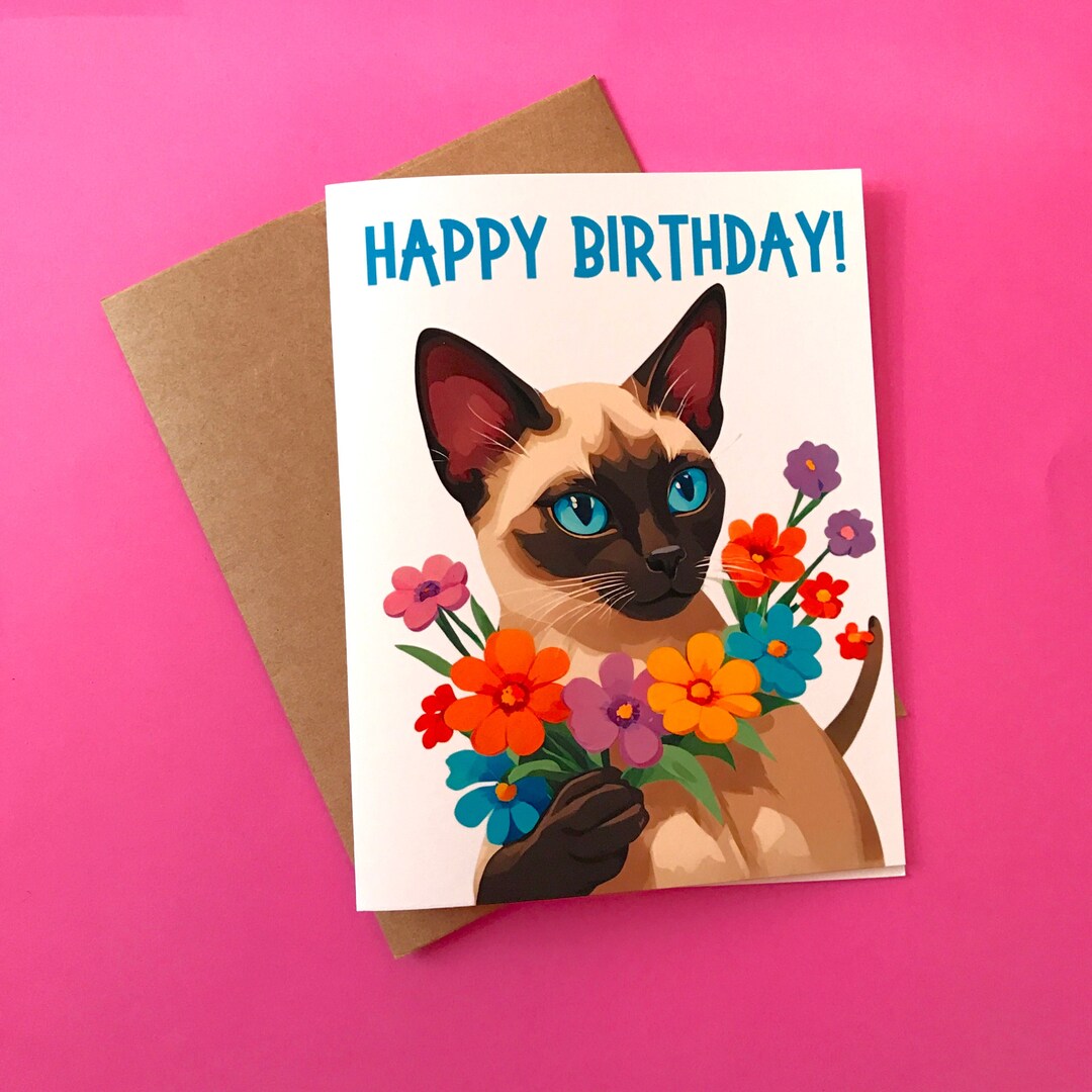 Cat Happy Birthday Card for Cat Lovers With Black Cat - Etsy