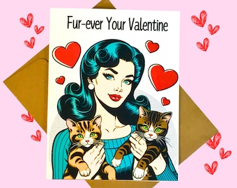 Cat Valentine's Day Card, Funny Valentine, Galentine Card for Cat Ladies, Cat Friends and Cat Lovers and Happy Meowlentine's Day