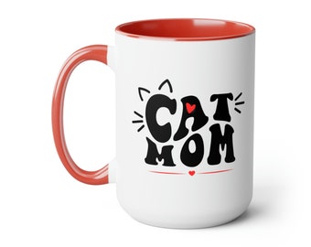 Cat Mom Accent Coffee Mug, 15oz, Cat Mom Coffee Cug, Cat Mama Coffee Mug, Mother of Cats Mug, Cat Mom gift, Gift for Cat Mom, Mothers Day