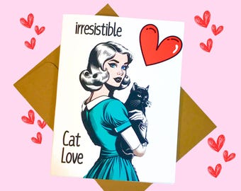 Cat Valentine's Day Card, Funny Valentine, Galentine Card for Girlfriends, Cat Ladies, Friends and Cat Lovers, Happy Meowlentine's Day