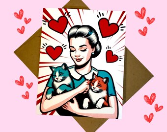Cat Valentine's Day Card, Funny Valentine for Friend, Galentine Card for Girlfriends, Cat Ladies and Cat Lovers, Happy Meowlentine's Day