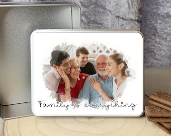 Personalised Photo Storage Treat Photo Memory Keepsake Sweet Christmas Gift Reusable Biscuit Tin Treat Storage Gift for family Birthday Gift