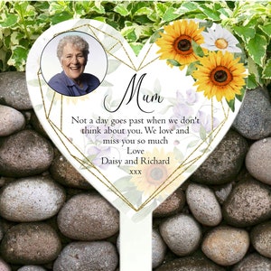 Personalised Grave Marker, Sunflower Poem Grave Memorial, Mum Grave ornament, Memorial grave Marker, remember loved ones, photo grave marker
