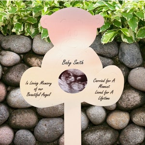 Personalised Grave Marker, Infant Memorial, Born Sleeping Memorial, Baby Loss Memorial grave Marker, photo grave marker, Baby Loss Keepsake image 1