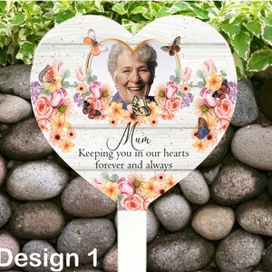 Marcador de tumba personalizado, mariposa floral Grave Memorial, adorno de tumba de mamá, marcador de tumba conmemorativa, recordar a sus seres queridos, tumba fotográfica