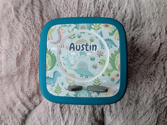Personalized Blue Dinosaur Toniebox 2 Topper: Protective Vinyl Decal Tonie box 2