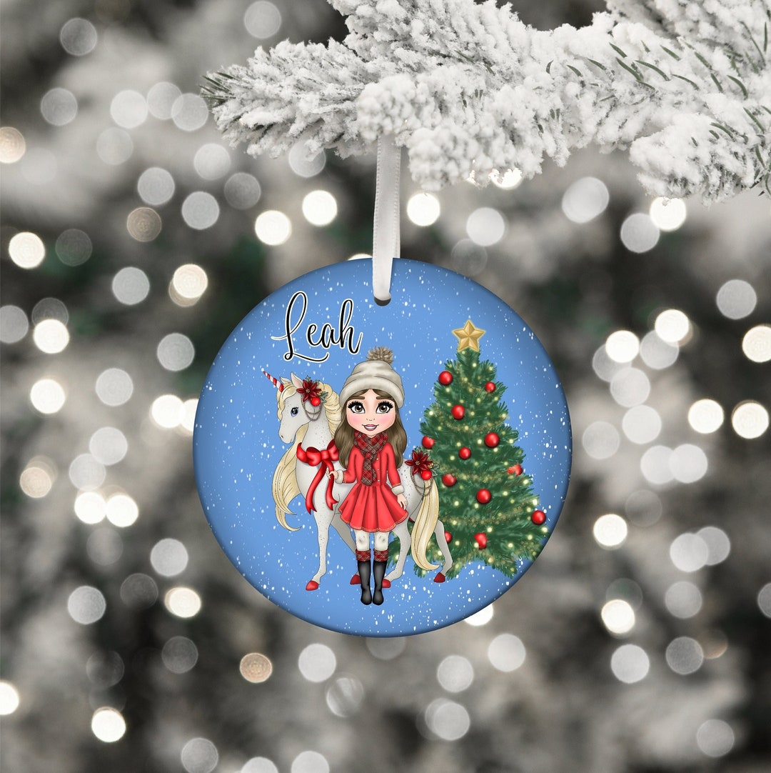 Personalised Girls Unicorn Christmas Decoration, Personalised Children