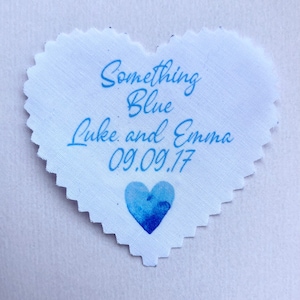 Something blue wedding dress patch, keepsake bridal dress patch, memory tag for brides dress, wedding day tradition, create your own wording