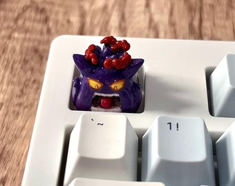 Gigantamax Gengar Cute Artisan Keycap | Handmade with Polymer Clay | Anime Inspired | Anime Lover Gifts | Cherry MX Compatible