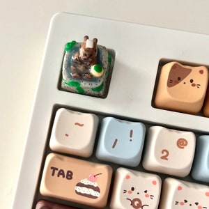 Capybara in an Orange Spa Cute Artisan Keycap | Handmade with Clay | Cute Keycaps for Animal Lovers | Cherry MX Compatible