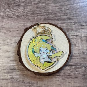 Jirachi - Deseo en una noche estrellada / Lindo llavero acrílico holográfico / Inspirado en el anime