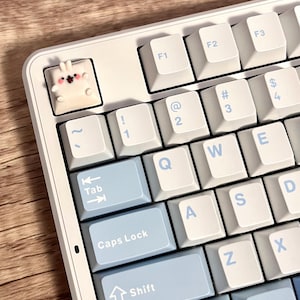 White Bunny Mo.lang Cute Artisan Keycap | Handmade with Polymer Clay | Cute Keycaps | Cherry MX Compatible