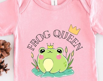 Cute Frog Queen Shirt for Girls, Girls Frog T-Shirt, Frog Shirt for Women, Cottage Core Frog, Retro Frog Shirt for Kids, Frog Tee,Funny Frog
