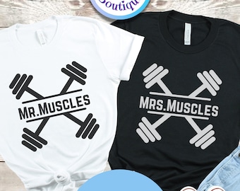Mr Mrs Muscles,Gym Tank for Couple,Couple Gift,Workout Tank Top,Gym Shirt,Workout Tshirt,Gym Buddies,Weightlifter Tank,Matching Tee,Newlywed