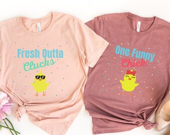Fresh Out of Clucks Lustiges Ostershirt für Frauen für Männer,Lustiges Ostergeschenk,Ostern Küken Shirt,Osterei Jagd TShirt,Baby Küken Shirt