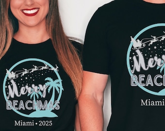 Merry Beachmas,Beach Christmas,Tropical Christmas Shirt,Matching Vacation Tees,Beach Christmas TShirt, Hawaiian Christmas, Coastal Christmas