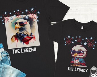 La leyenda, el legado, 4 de julio, camisas de padre e hijo, camisas a juego, padre e hijo, regalo del día del padre, regalo para papá, camisa de papá e hijo, patriótico