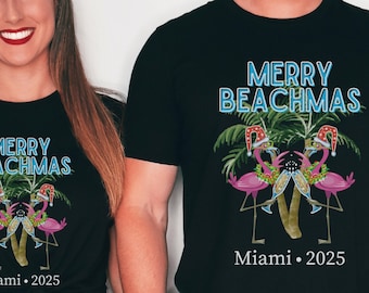 Merry Beachmas,Beach Christmas,Tropical Christmas Shirt,Matching Vacation Tees,Beach Christmas TShirt, Hawaiian Christmas, Coastal Christmas