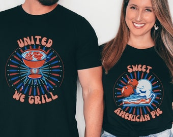 Retro 4. Juli Shirt, 4. Juli Shirts, lustiges patriotisches Tshirt, Gedenktag, passendes Paar Shirt, lustiges Paar Shirt, BBQ Shirt, Herren T