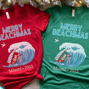 Custom Christmas Vacation Shirts,Merry Beachmas,Tropical Christmas,Matching Family Shirts,Personalized Tshirt,Friends Trip,Couples Christmas