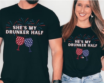 Camisa del 4 de julio del Sr. y la Sra., camisa de pareja a juego, pareja divertida, día de los caídos, camisetas del 4 de julio para él y para ella, regalo de recién casados, regalo de boda