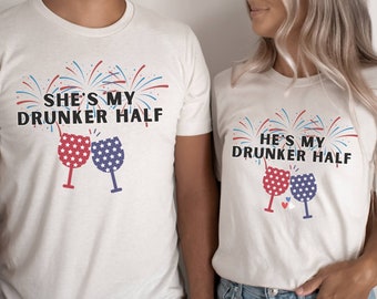 Camisa del 4 de julio del Sr. y la Sra., camisa de pareja a juego, pareja divertida, día de los caídos, camisetas del 4 de julio para él y para ella, regalo de recién casados, regalo de boda