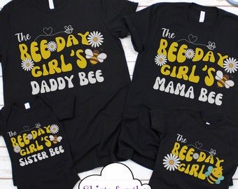 T-shirt di compleanno dell'ape della famiglia abbinata, Mama Bee, Dada Bee, Papà Bee, Camicia del giorno dell'ape, 1st Beeday, First Birthday Girl, Queen Bee Bday, Camicie personalizzate