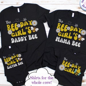 Matchande familjebi födelsedags-T-shirt, Mama Bee, Dada Bee, Papa Bee, Bi-dagen-tröja, 1:a födelsedagsdagen, Första födelsedagsflicka, Drottningbi-födelsedag, Anpassade tröjor