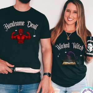 Funny Couples Halloween Shirt, Couple Halloween Shirt, Couple Sweaters,Vintage Halloween Tee,Halloween Retro TShirt,Matching Halloween Party