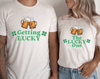 Getting Lucky Shirt, Lucky 1, Matching Couple Shirt, St Patricks Day Shirts voor paar, Grappig St Patricks Shirt Newlyweds, Grappig Paar T-Shirt