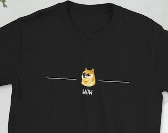 Cool Dog with Sunglasses T-Shirt for Men, DOGE Shirt for Women, Dog Lover Shirt, Sarcastic Wow Shirt for Teen, Minimalist Dog Lover T-shirt