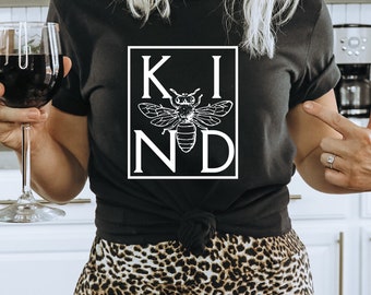 Bee Kind Botanical Shirt für Frauen, Bienen T-Shirt, Natur Shirt, Schul Shirt, Geschenk für Lehrer, Süßes Bienen Shirt, Hübsches Blumen TShirt Freundlichkeit