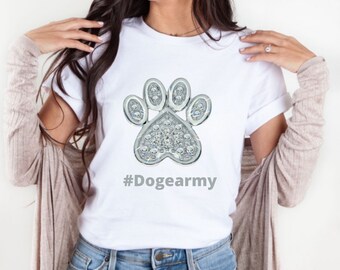 Doge Army / Diamond Paws / Diamond Shirt / Gift for Women / Gift for Investors / Crypto Shirt for Women / Dog Lover Tshirt / Sparkly Dog Paw
