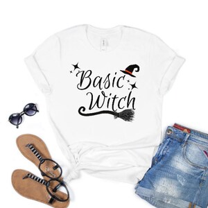 Basic Witch Sarcastic TShirt for Women/Halloween Shirt/Halloween Party/Halloween Tee/Womens Fall T-Shirt/Classic Moon/Vintage Witch on Broom