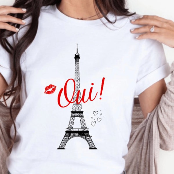 Oui Engagement Ring Shirt, Engaged in Paris Shirt for Women, Eiffel Tower, She Said Yes,Engagement Gift for Her, Honeymoon in Paris Surprise