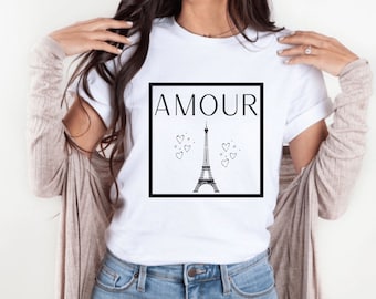 Amour Paris France Shirt,Eiffel Tower Tshirt,Paris Shirt,Paris France Souvenir,France Vacation Tee,Paris City Shirt,Newlywed,Gift Paris Love