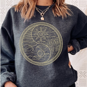 Sun And Moon Shirt, Yin Yang Shirt, Moon Shirt, Sun Shirt, Moon Boho Shirt, Mystical Shirt, Ying Yang Bonsai Shirt, Zen Spiritual Buddhism