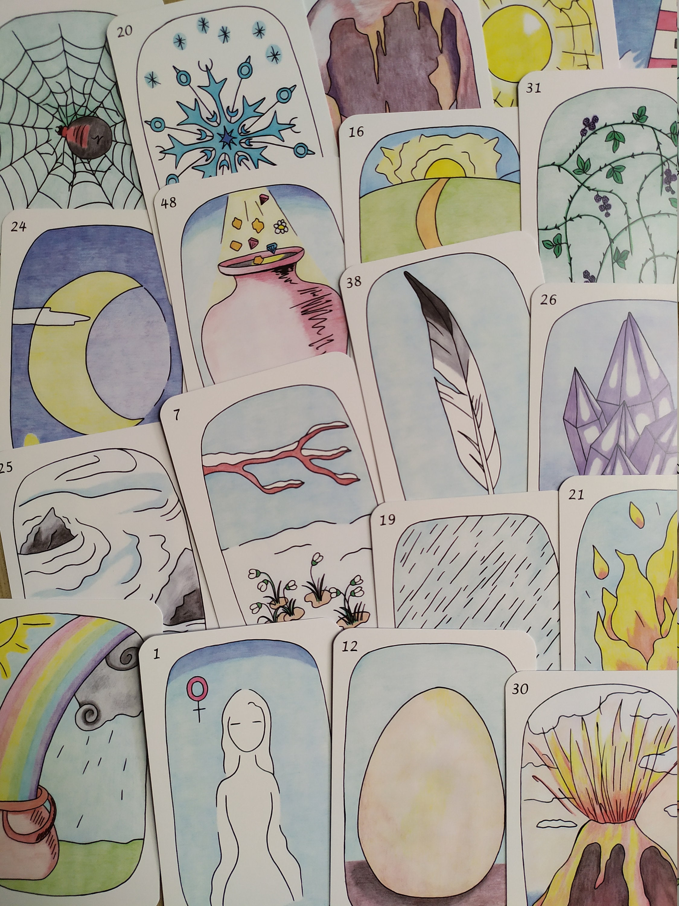Oracle of Clear Messages - 64 cards with keywords at the bottom of the cards - divinatory game for clairvoyance - all areas