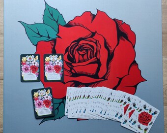 Tappetino per carte floreali - tappetino per tarocchi spesso con motivo a rose - tappetino da gioco per carte, ciondoli, pietre divinatorie, rune