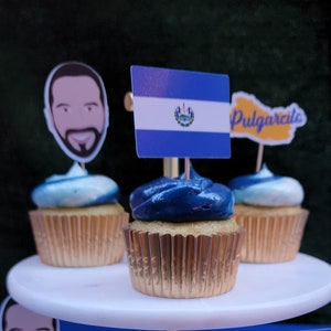 El Salvador Cupcake Topper, Nayib Bukele Decor, El Salvador Party, El ...