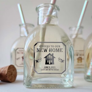 Tequila maßgeschneidertes Etikett für Einweihungsparty Tequila Geschenk für neue Zuhause bevorzugt Makler Gastgeschenke Schnapsglas für Housewarming Geschenke