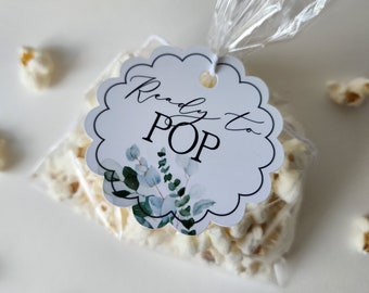 Ready to pop tags  Baby Shower Tags  Greenery baby shower  Greenery theme baby shower  tags for baby shower  ready to pop, Forest Theme,