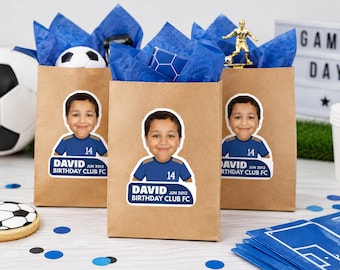 Personalized Soccer Player Face Stickers Custom Photo Jersey Labels Soccer Birthday Party Favors, Team Club Stickers Soccer watch party