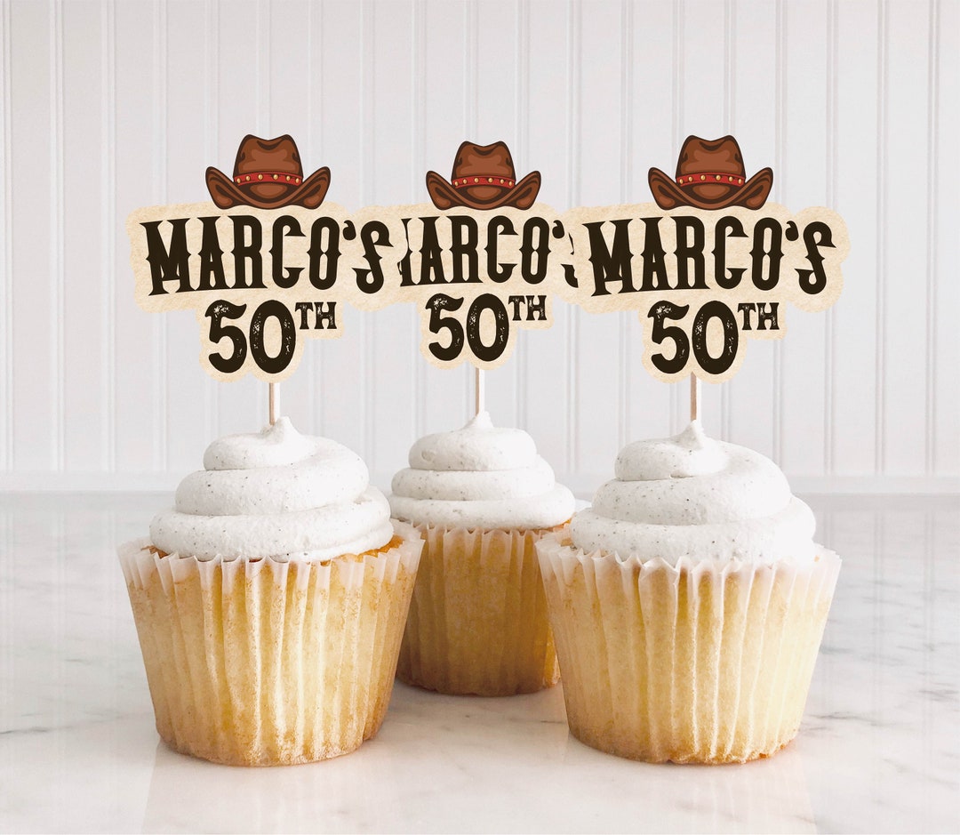 Custom Cowboy Cupcake Topper for Cowboy Birthday Cupcakes Etsy