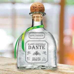 Bulk Birthday Patron Tequila Label for 21st birthday gift for Tequila Lover personalized gift for Patron tequila gift party favor tequila