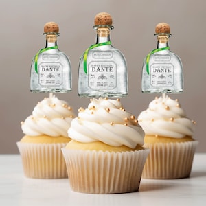 Customized Tequila Bottle cupcake topper for 21st birthday Tequila cupcake patron decoration cupcake toppers for Patron