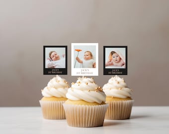 Baby Polaroid custom cupcake topper custom message photo Polaroid style non-edible couples photos polaroid topper custom date message topper