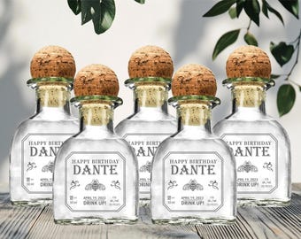 Tequila mini party favor customized Patron tequila label for birthday party gift for 21st  birthday alcohol shooter favor milestone birthday